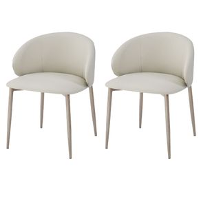 Kit 2 Cadeiras com Braco Firenze Fratini Revestida PU Nude Estrutura em Aco Carbono Champagne